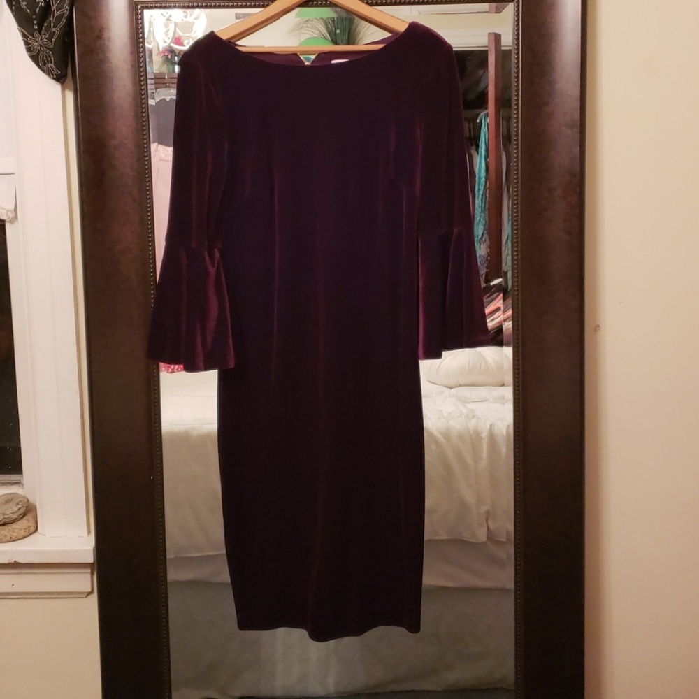 Velvet bell sleeve dress